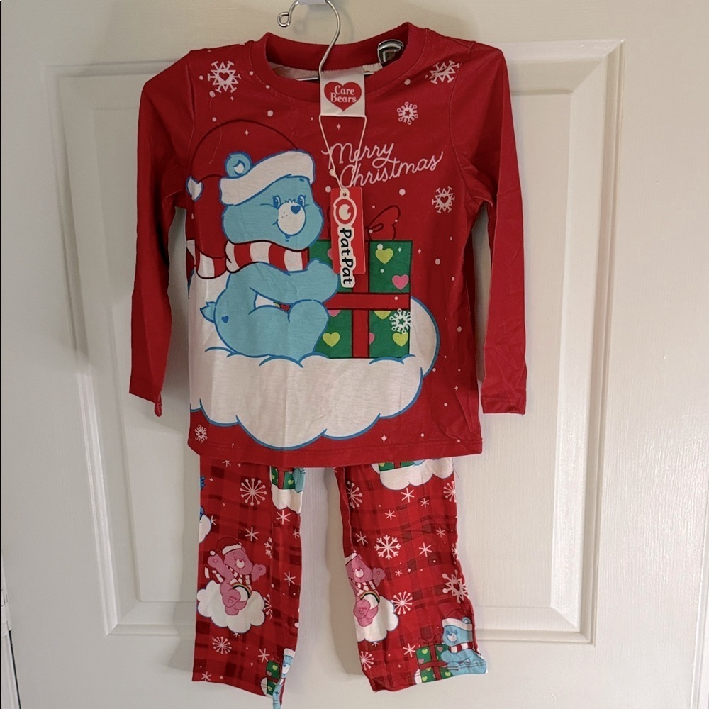 New Festive Care Bears Red & Blue Christmas, Holiday Kids Pajama Set